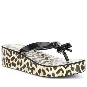 Kate Spade Cheetah Rhett Wedge Flip Flops